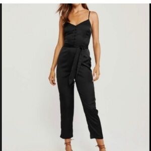 Abercrombie & Fitch Black Button-Front Jumpsuit